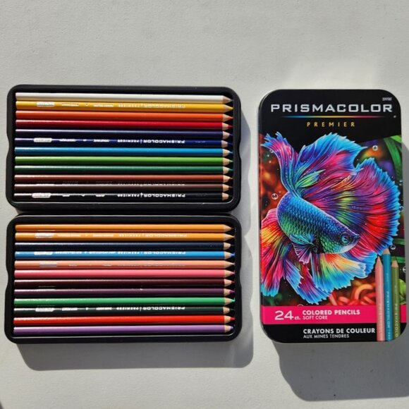 NEW Prismacolor Premier Colored Pencils Soft Core 24 Pack Art Supplies in a Tin - Picture 1 of 15